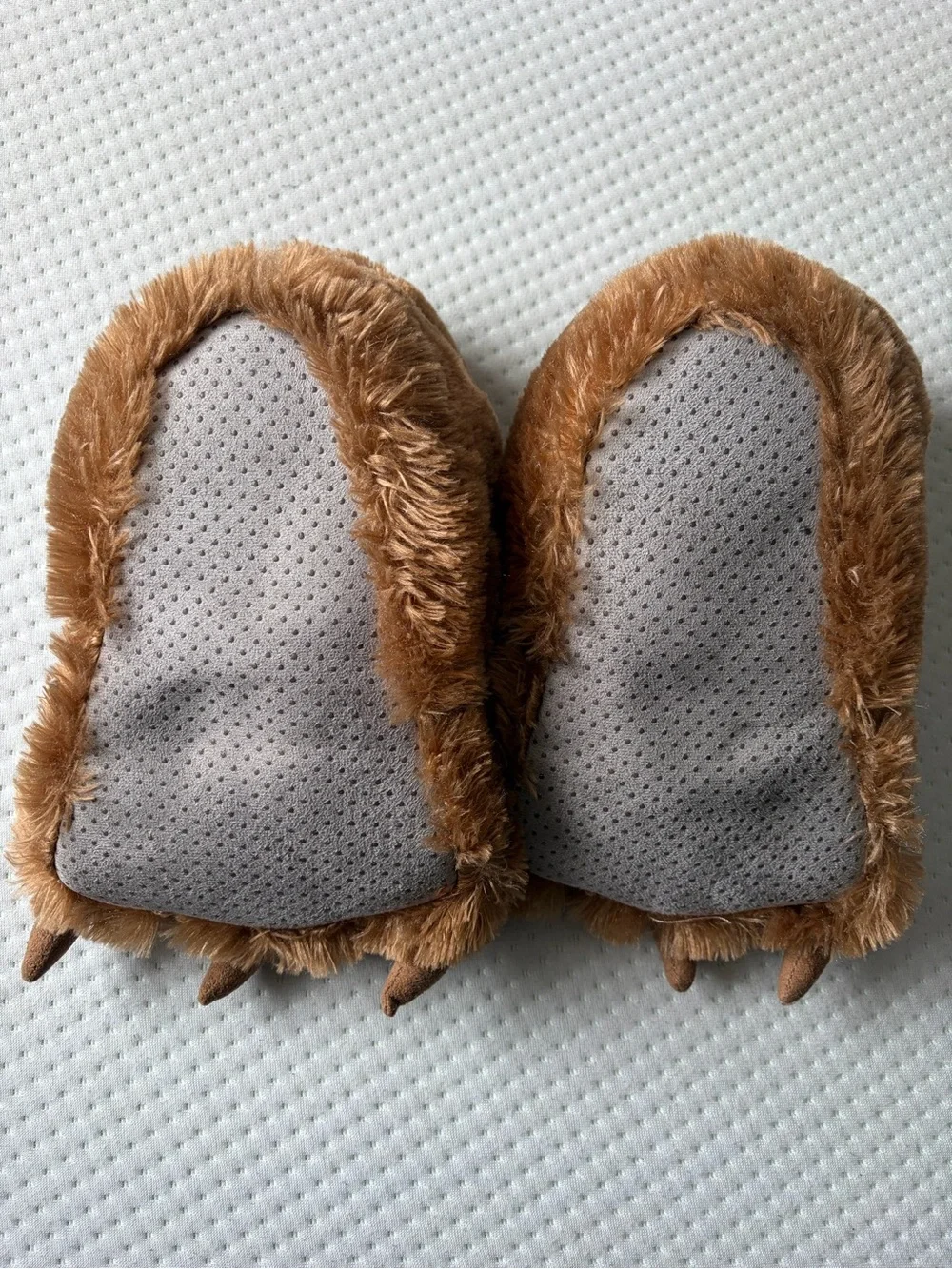 Lazy One Kids Bear Paw Slippers Size M 13-3 Brown Fuzzy Plush Animal Claw